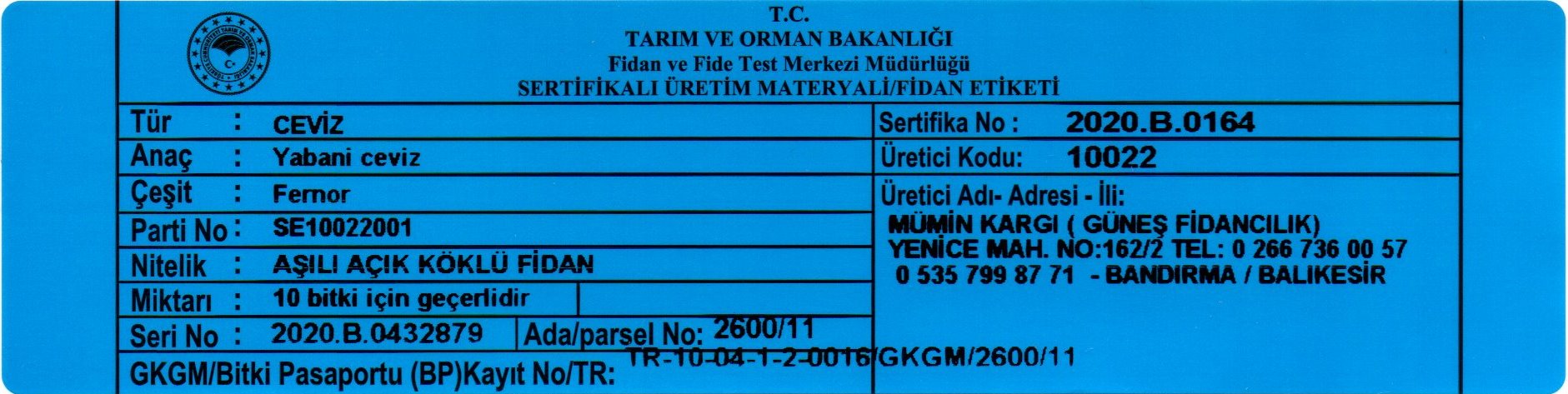 mavi sertifikalı fernor